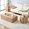 Elevate Your Living Space With This Modern Mdf Coffee Table That Showcases Smooth, Light Wood Color Texture Patterns. It Is Characterized By Stylish Design. Wood Mdf