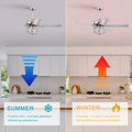 52'' Crystal Shade Ceiling Fan Lamp With Remote Control 3 Speed High, Mid, Low 5 Reversible Blades For Living Room, Dining Room, Bedroom, Family Room, Chrome ,3Pcs*E26 No Include Bulb Chrome American Traditional,Antique,Classic,Contemporary Crystal Metal