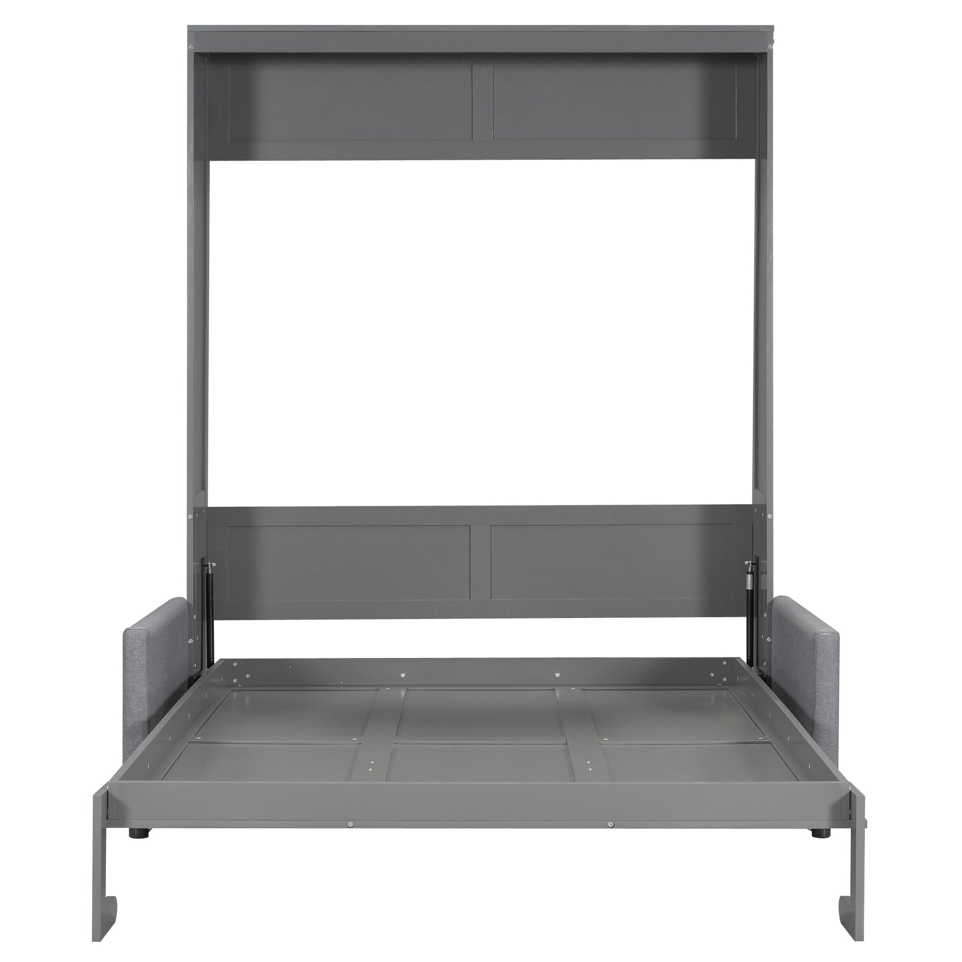 Queen Size Murphy Bed Wall Bed With Cushion,Gray Queen Gray Mdf Lvl