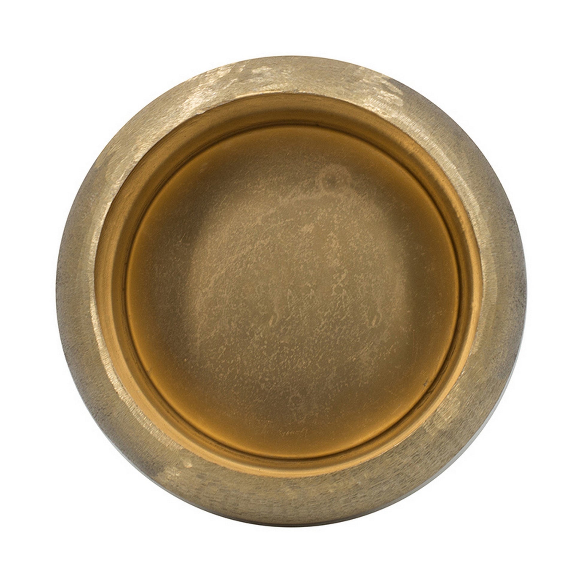 2 Piece Rounded Decorative Bowls, Gold Metal Hammered Texture, Wide Ingress Gold Aluminium