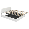 Teddy Fleece Queen Size Upholstered Platform Bed With Hydraulic Storage System, White Queen White Teddy