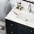 37 Inch Marble Vanity Top, Bathroom Vanity Top With Undermount Rectangular Middle Sink And 4