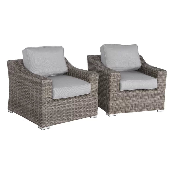 Fully Assembled Patio Chair With Cushions 2 Grey Mix Wicker