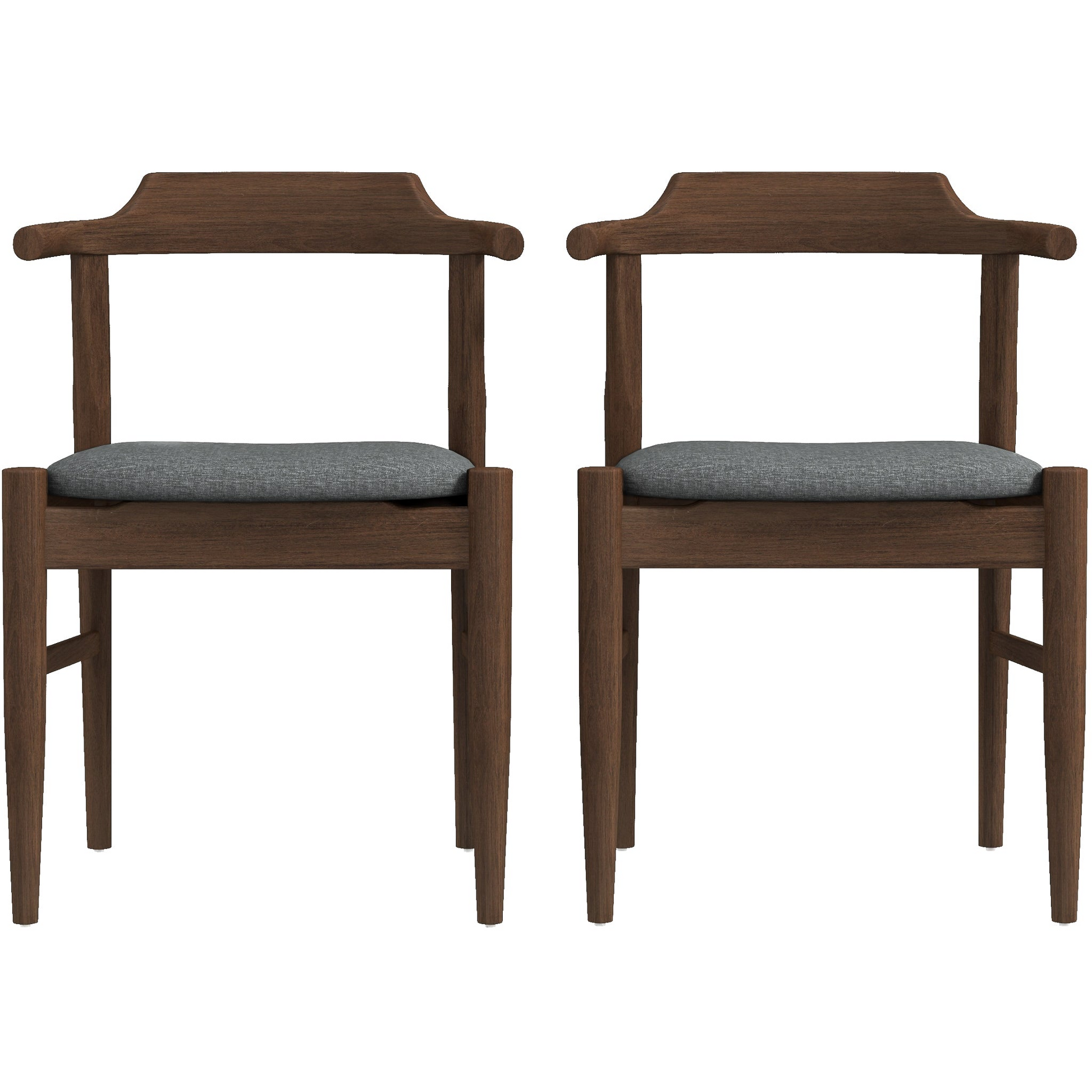 Daisy Gray Fabric Dining Chair Set Of 2 Solid Brown,Gray Brown Dining Room Foam Wipe Clean Mid Century Modern Dining Chairs Open Back 1 Foam Fabric,Solid Wood