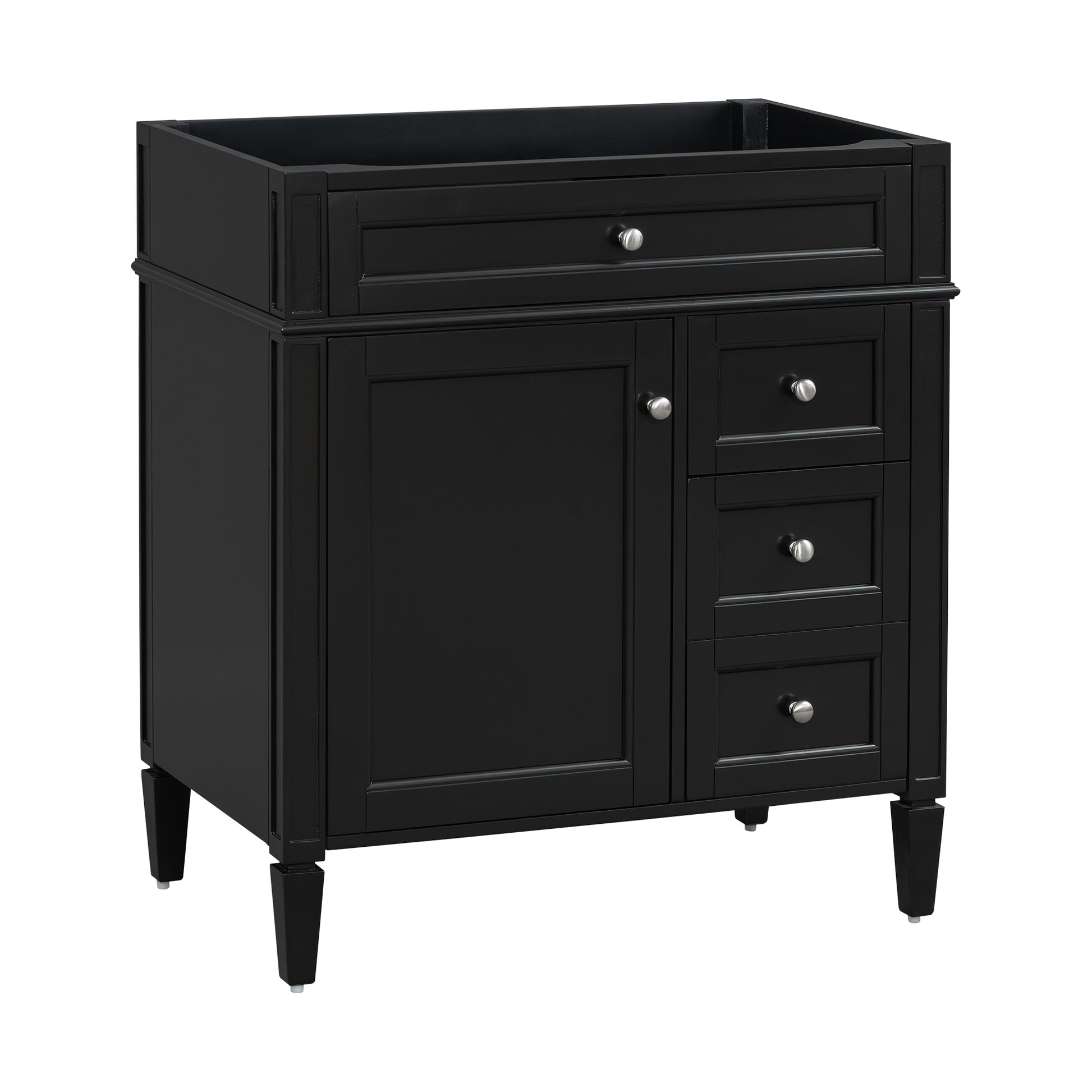 30'' Bathroom Vanity Without Top Sink, Modern Bathroom Storage Cabinet With 2 Drawers And A Tip Out Drawer Not Include Basin Black Bathroom Solid Wood Mdf