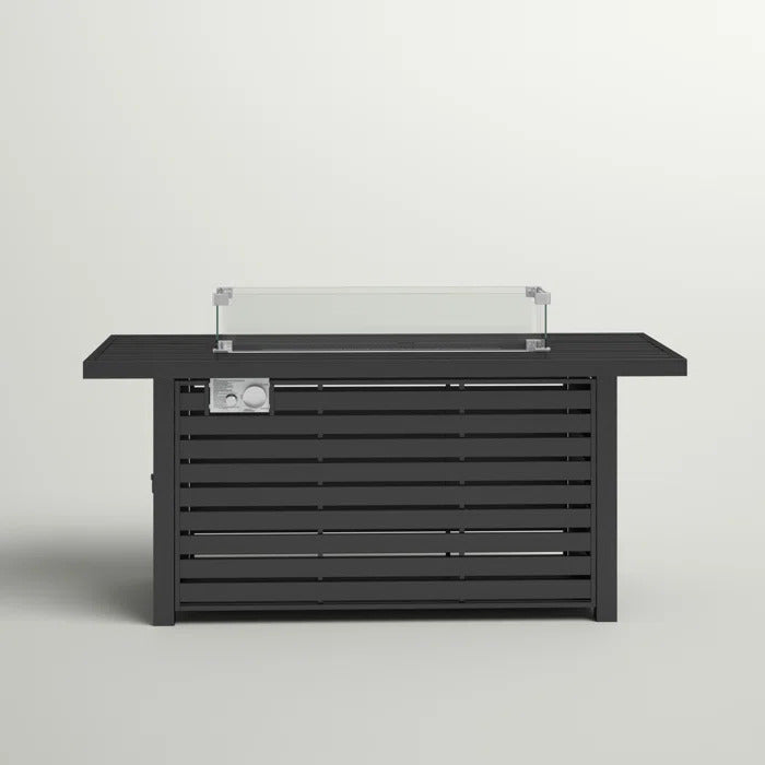 24" H Steel Propane Outdoor Fire Pit Table With Lid Black Steel