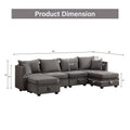 Modular Sectional Sofa, Convertible Sofa Couch With Storage, Sleeper Sectional Sofa Set, Flexible Modular Combinations Fabric Couch For Living Room Grey,6 Seat Sofa Grey Wood Soft Heavy Duty Fabric 6 Seat