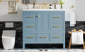 36'' Bathroom Vanity With Resin Sink Combo, Solid Wood Frame Bathroom Storage Cabinet, Freestanding Vanity Set With 5 Drawers& Soft Closing Doors Same As Sw000142Aam Blue Bathroom Solid Wood Mdf Resin