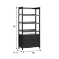 Transitional Wide Reeded Bookshelf With Drawers On Bottom Black Black Mdf Mdf