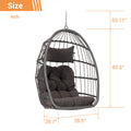 Outdoor Garden Rattan Egg Swing Chair Hanging Chair Sectional Dark Gray Uv Resistant Frame Water Resistant Cushion Garden & Outdoor Rattan