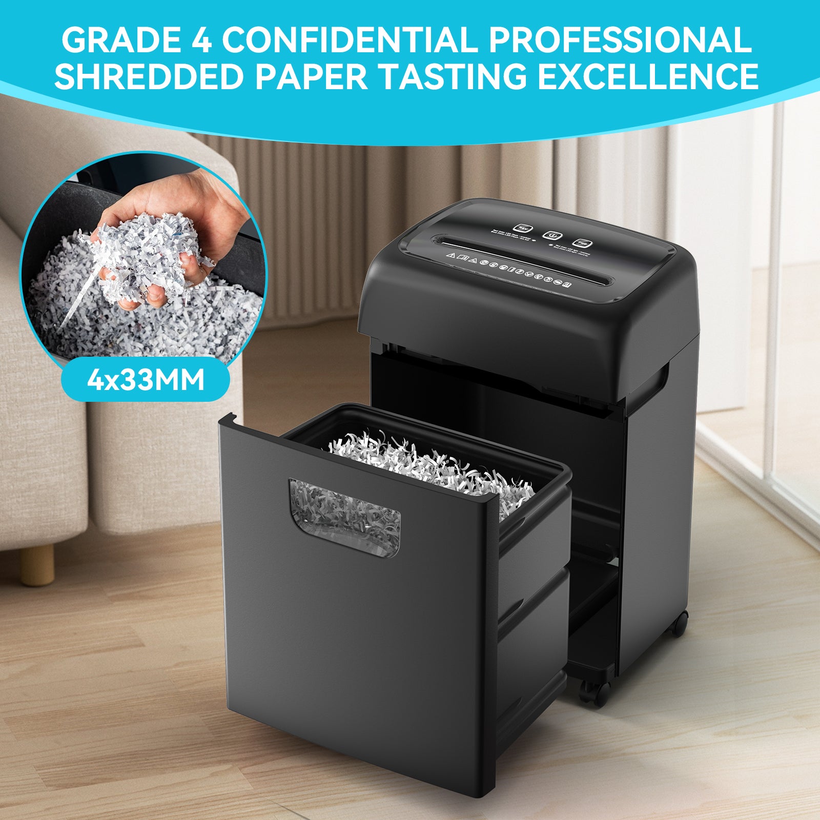 Paper Shredder,18 Sheet High Security Level P 4 Heavy Duty Paper Card Shredder For Home Office By 5.28 Gallons Pullout Waste Bin Etl Black Abs Pc
