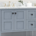 61'' Bathroom Vanity With Marble Top & Double Ceramic Sinks, 4 Doors, 2 Drawers, Open Shelf, Gray Gray Mdf