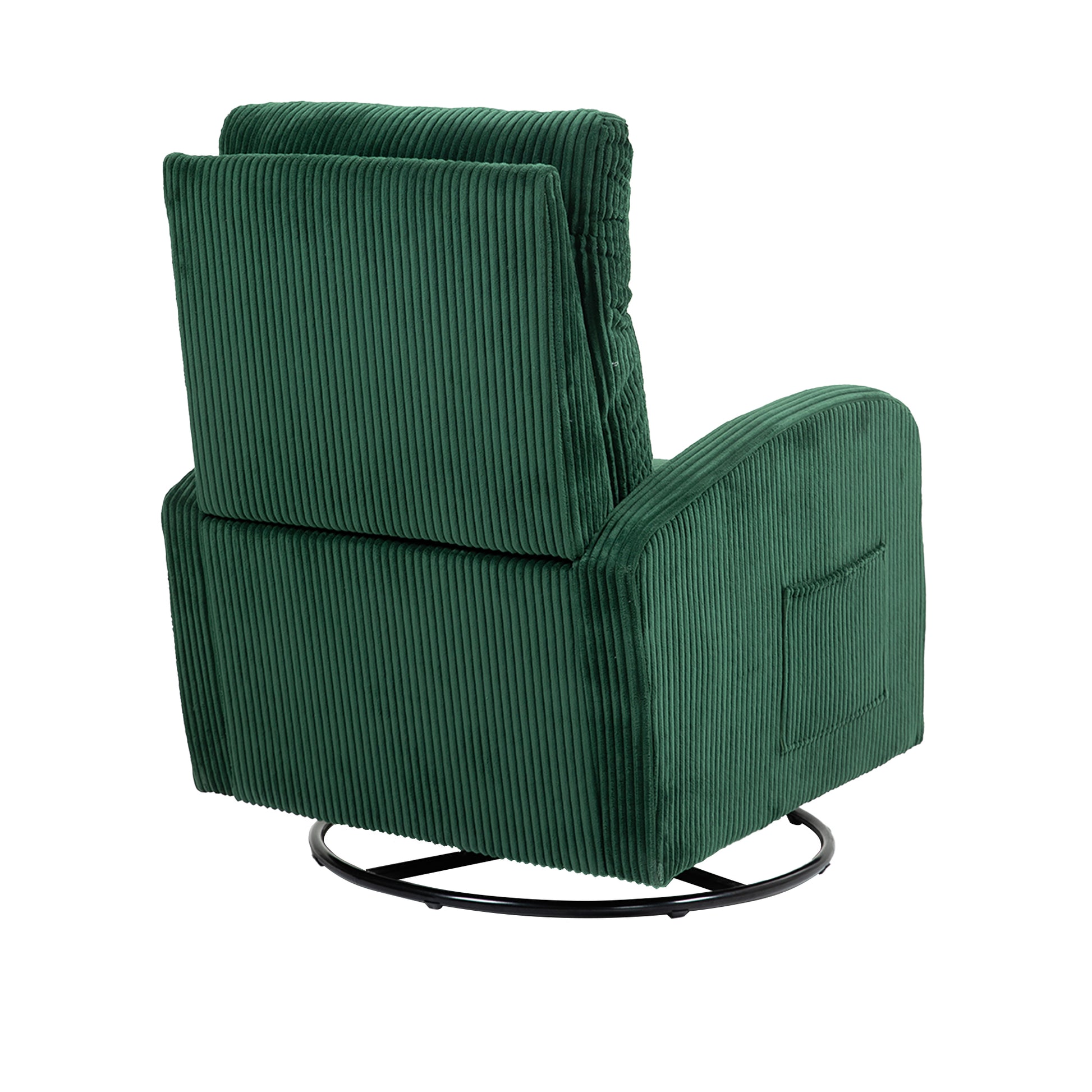 Jiada Upholstered Swivel Glider.Flannel Fabric.Rocking Chair For Nursery In Dark Green.Modern Style One Left Bag Dark Green Primary Living Space Foam Fabric Metal