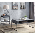 Concrete Grey And Black 1 Shelf Coffee Table Black Grey Primary Living Space Modern Shelves Rectangular Wood Metal Sled