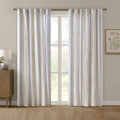 Poly Printed Curtain Panel With Tufted Stripe And Lining White Brown 50X84