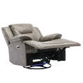 360 Swivel And Rocking Home Theater Recliner Manual Recliner Chair With A Led Light Strip For Living Room,Bedroom, Grey Grey Foam Pu