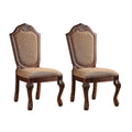 Beige And Cherry Solid Back Side Chairs Set Of 2 Solid Cherry Dining Room Foam Traditional Side Chair Rubberwood Solid Back Set Of 2 Wood Fabric