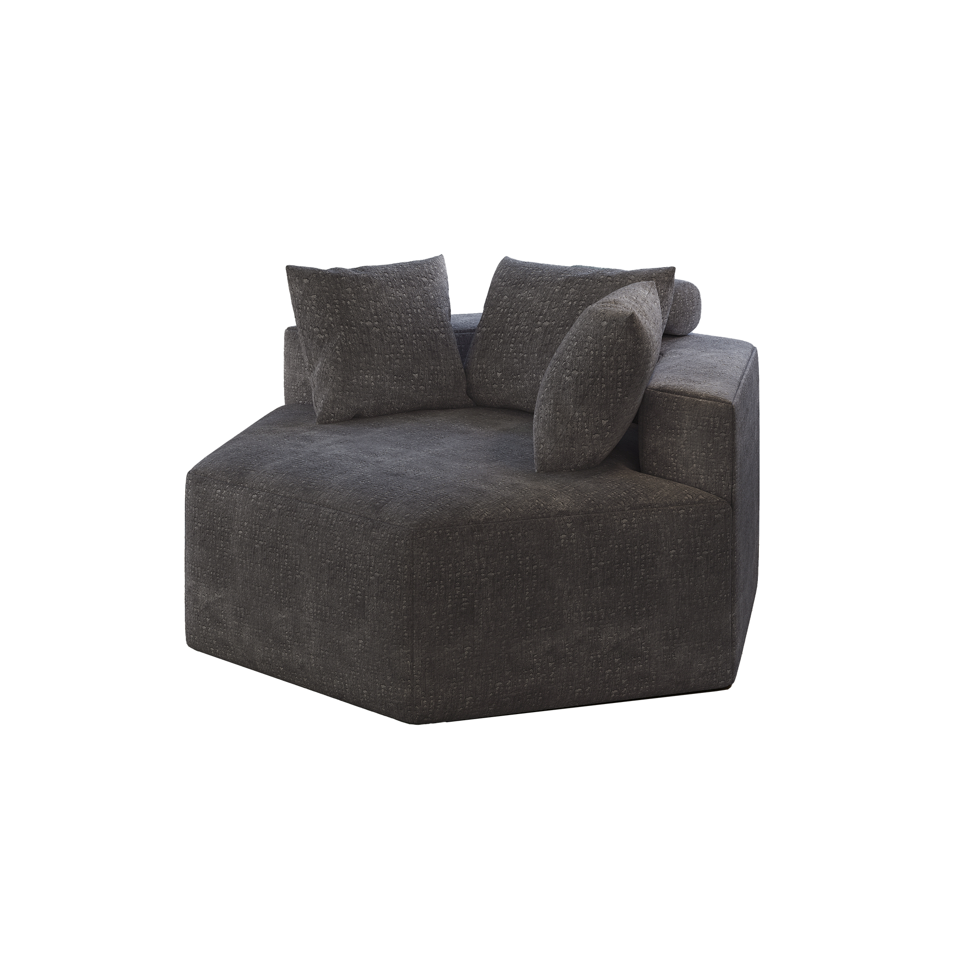 54''L Chenille Sponge Single Sofa,No Assembly Required,Fluffy Modern Sleeper Chair For Living Room, Bedroom, Lounge And Projection Room Grey Foam Chenille 1 Seat