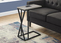 Accent Table, C Shaped, End, Side, Snack, Living Room, Bedroom, Grey Laminate, Black Metal, Contemporary, Modern Grey Mdf