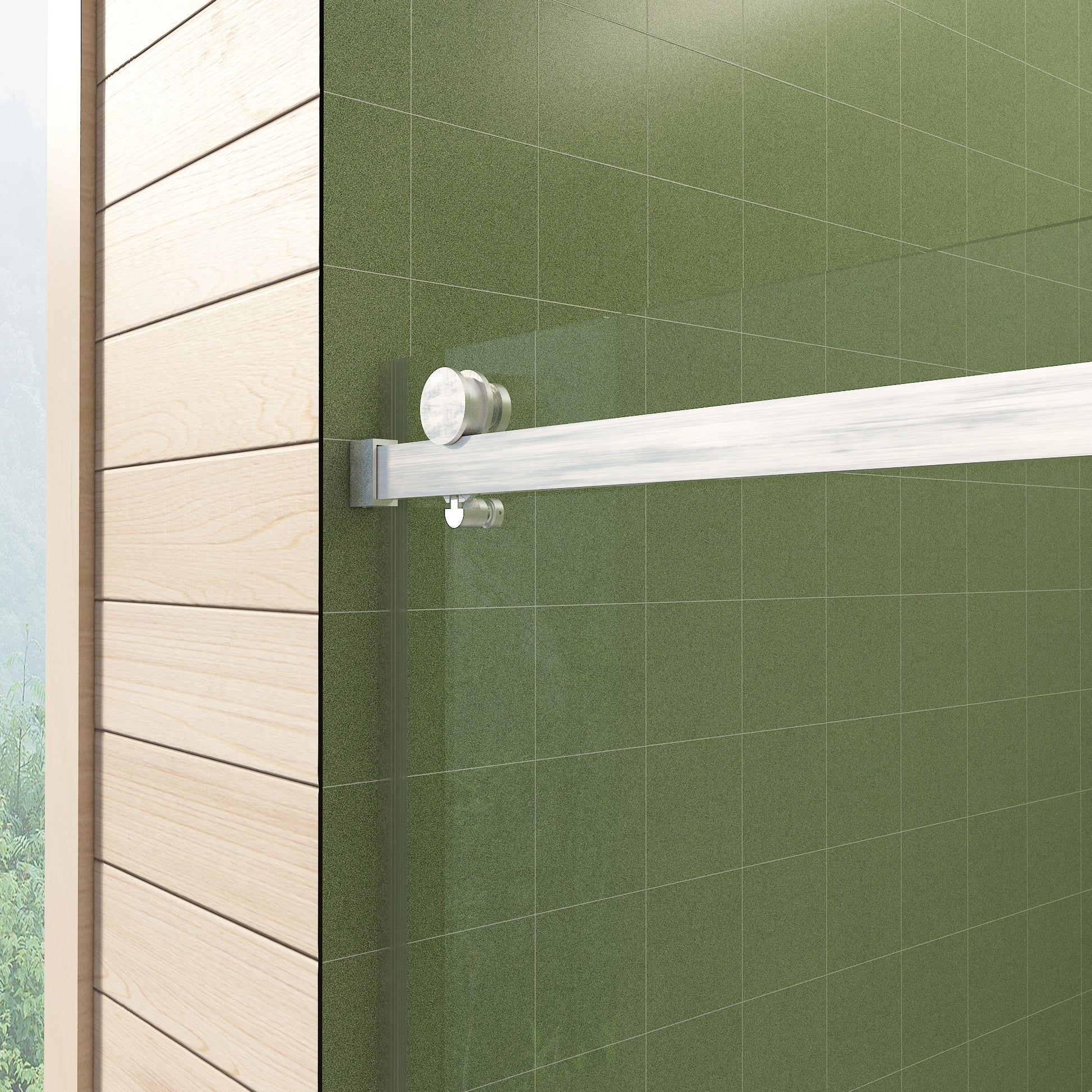 56" 60"W X 70"H Frameless , Sliding , With Premium 5 16" 8Mm Thick Tempered Glass Shower Enclosure,Double Side Easy Clean Coat,Brushed Nickel Finished With Buffer Brushed Nickel Bathroom American