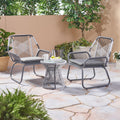 Milan 3Pc Chat Set Gray Pe Rattan Iron Waterproof Fabric