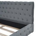 Queen Size Velvet Upholstered Platform Bed, With Luxurious Diamond Grid Headboard,Gray Queen Gray Plywood