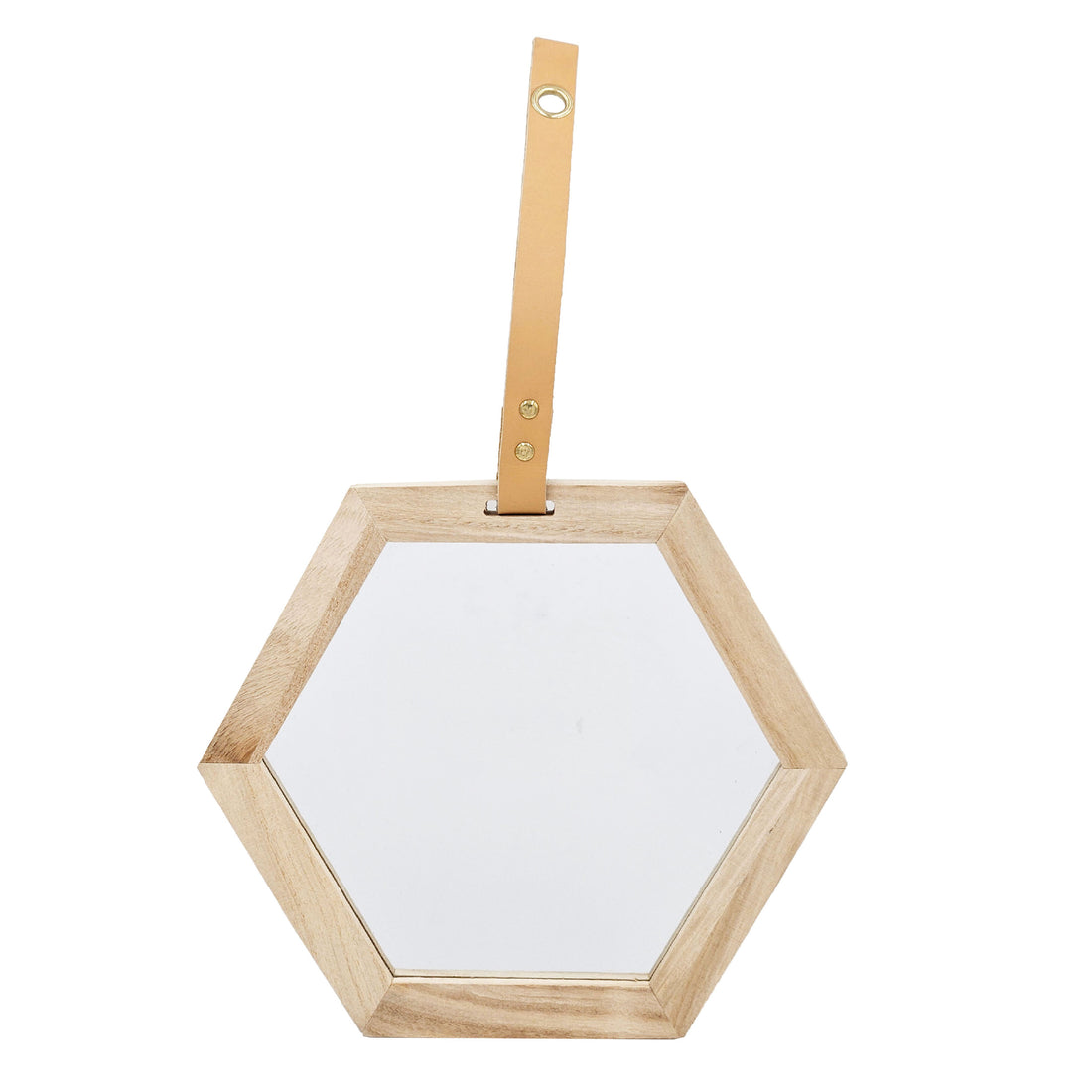 Harlan Hexagon Mirror, 11X10" Beige Brown Wood Glass