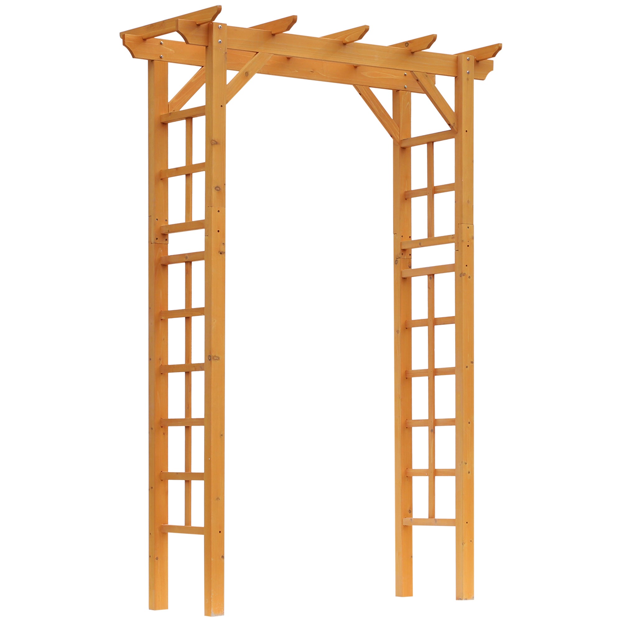 Outsunny 85" Wooden Garden Arbor For Wedding And Ceremony, Outdoor Garden Arch Trellis For Climbing Vines Orange Orange Wood