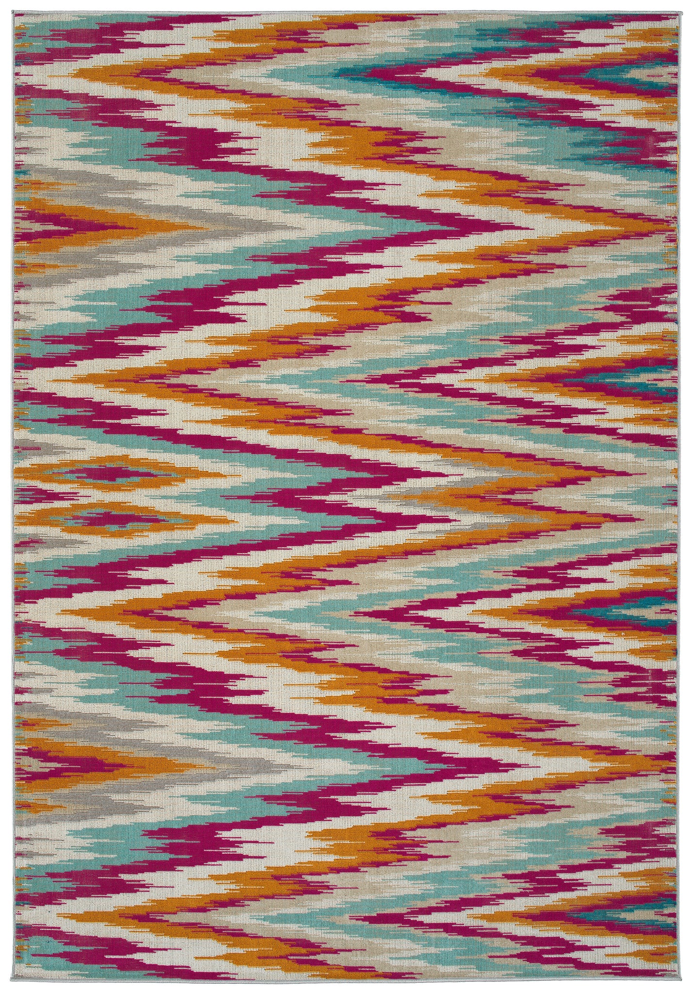 Modern, Ikat, Textured Cut Pile 5'3" X 7'3" Rectangle Area Rug Multi Polypropylene