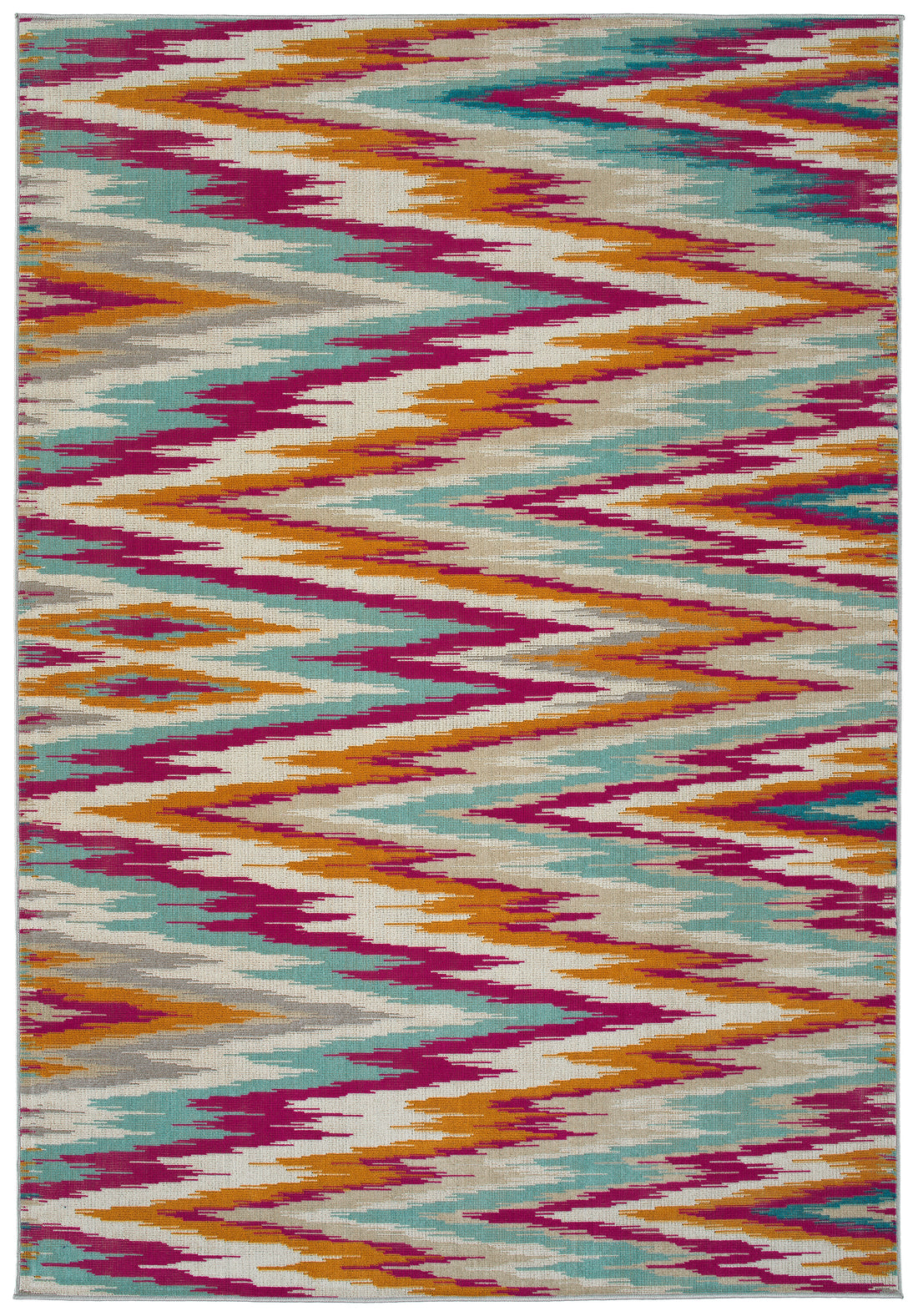 Modern, Ikat, Textured Cut Pile 5'3" X 7'3" Rectangle Area Rug Multi Polypropylene