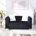 A Modern Channel Sofa Take On A Traditional Chesterfield,Black Color,Seater Black Velvet 2 Seat