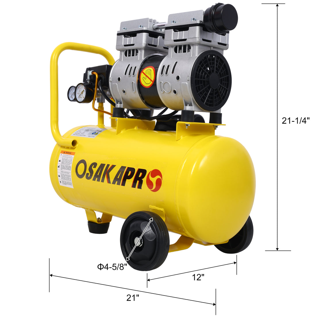 1.5Hp Ultra Quiet Air Compressor 8 Gallon, Oil Free, Electric Shop Air Compressor Portable,Lightweight With Wheels, 70 Dba Noise Level, With Automatic Drain Valve,Yellow Yellow Metal