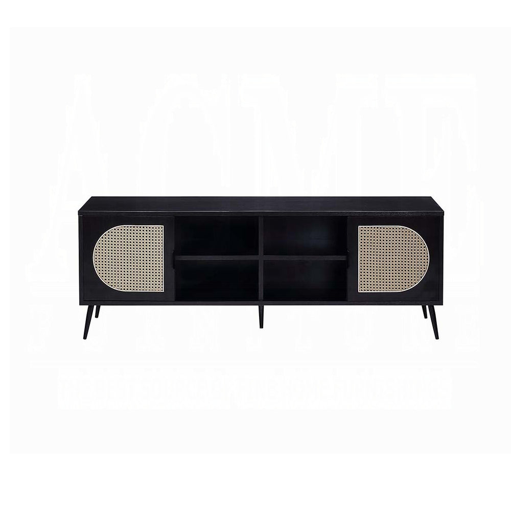 Black Tv Stand With Metal Leg Black Primary Living Space 60 Inches 60 69 Inches Modern Wood Metal