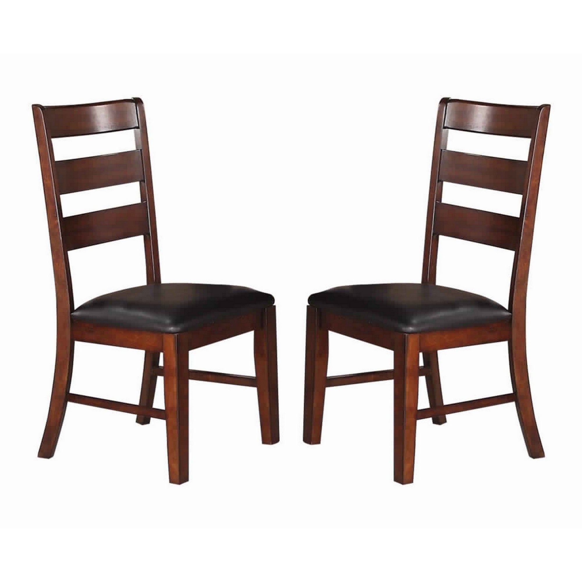 Solid Wood Side Chairs With Ladder Back Set Of 2 Brown Brown Solid Wood