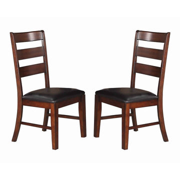 Solid Wood Side Chairs With Ladder Back Set Of 2 Brown Brown Solid Wood