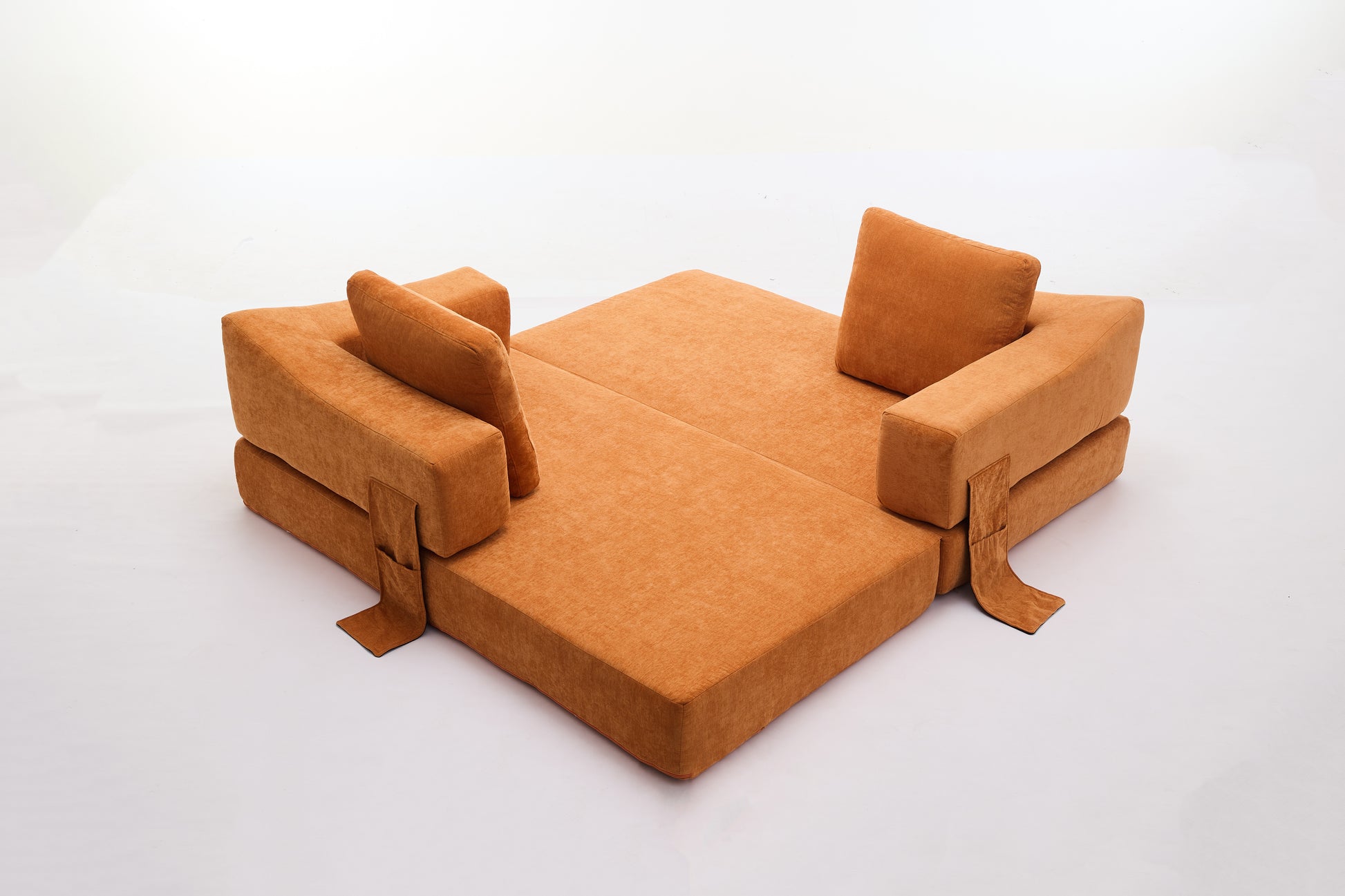 Modern Minimalist Sofa, Fold Out Sofa Bed, Convertible Chair Floor Couch & Sleeping Mattress For Living Room, Bedroom, Apartment, Removable Backrest, Orange Orange Chenille Soft Vintage Chenille 2 Seat