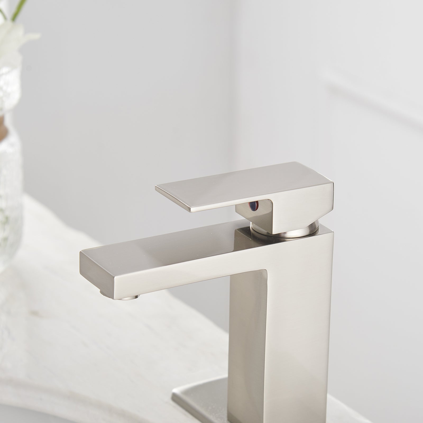 Brushed Nickel Low Arc Single Handle Bathroom Sink Faucet With Drain Brushed Nickel Brass