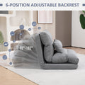 Homcom Folding Floor Chair, Convertible Lazy Sofa Bed, Floor Couch With 6 Position Adjustable Backrest And Pillow For Reading, Gaming, Meditating, Gray Gray Polyester