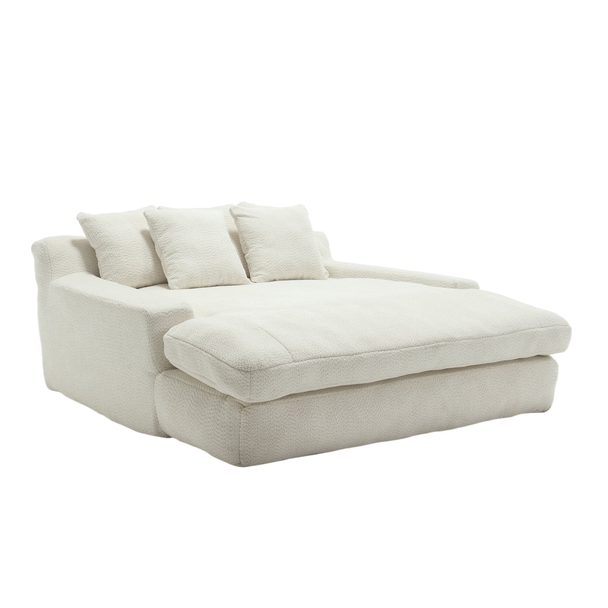 Coolmore Chenille 2 Seater Lazy Sofa With 5 Back Pillows,Comfy Sofa Deep Seat Couch For Living Room,Club White White Chenille 2 Seat