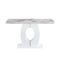 Tables And Chairs Set, Modern Minimalist Style White Marble Pattern Table, Bar Table. Can Rotate And Adjust The Lifting Bar Chair 360 . Pet Backrest And Pu Leather Seat Cushion.Bt 1280Lc 011 White Mdf