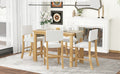 5 Piece Counter Height Dining Set, Classic Elegant Table And 4 Chairs In Natural Wood Wash Natural Wood Wash Solid Wood
