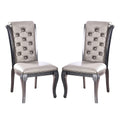 Set Of 2 Faux Leather Upholstered Side Chairs In Gray Solid Grey Dining Room Rectangular Dining Chairs Set Of 2 Solid Wood Mdf