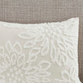 3 Piece Tufted Cotton Chenille Floral Comforter Set Off White Full Queen Full Off White Cotton