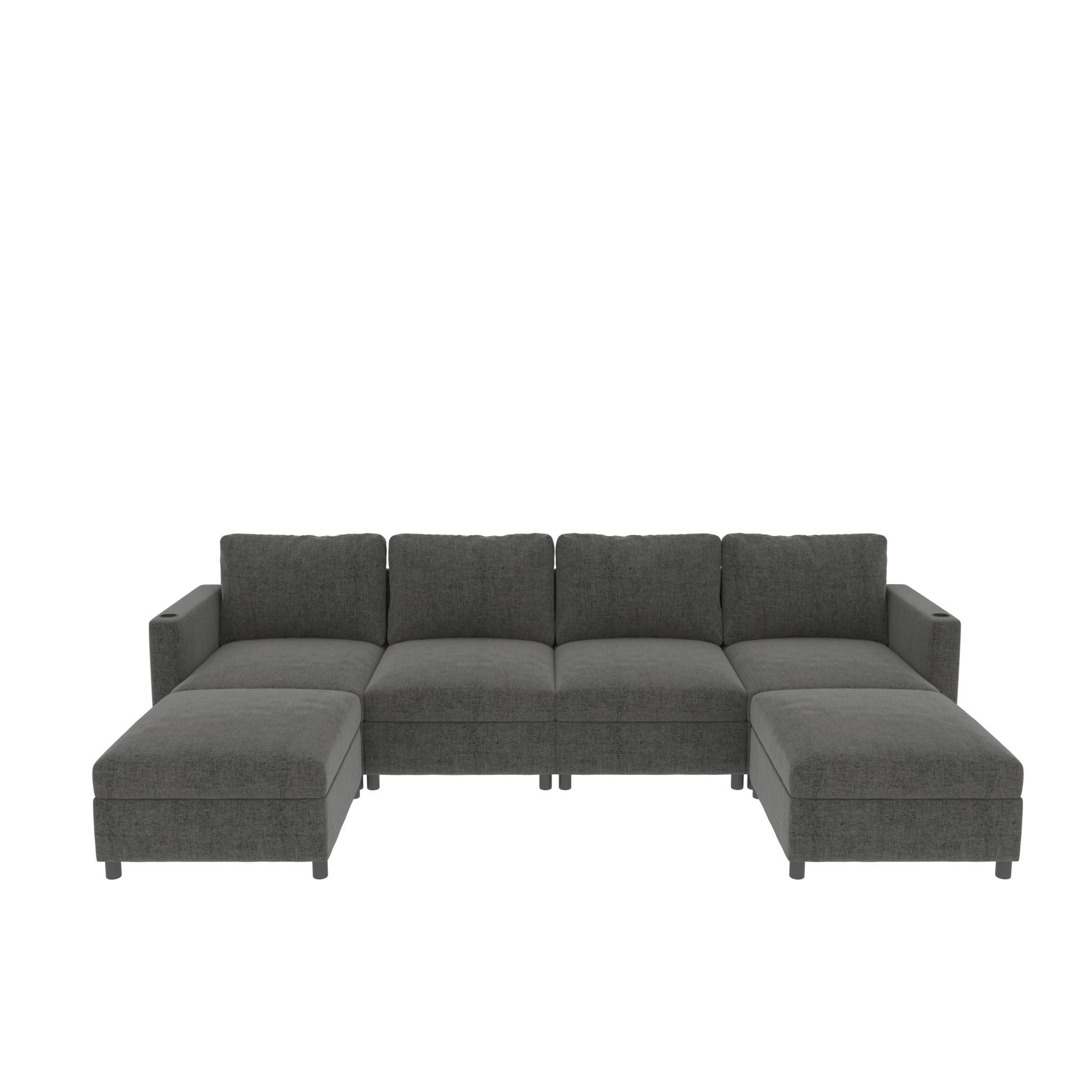 Modern Large Sectional Sofa, U Shape Modular Sectional Couch With Storage Function,123" Sofa Bed With Ottoman,6 Seat Sectionals Chaise For Living Room,Chenille Grey Fabric 6 Seat