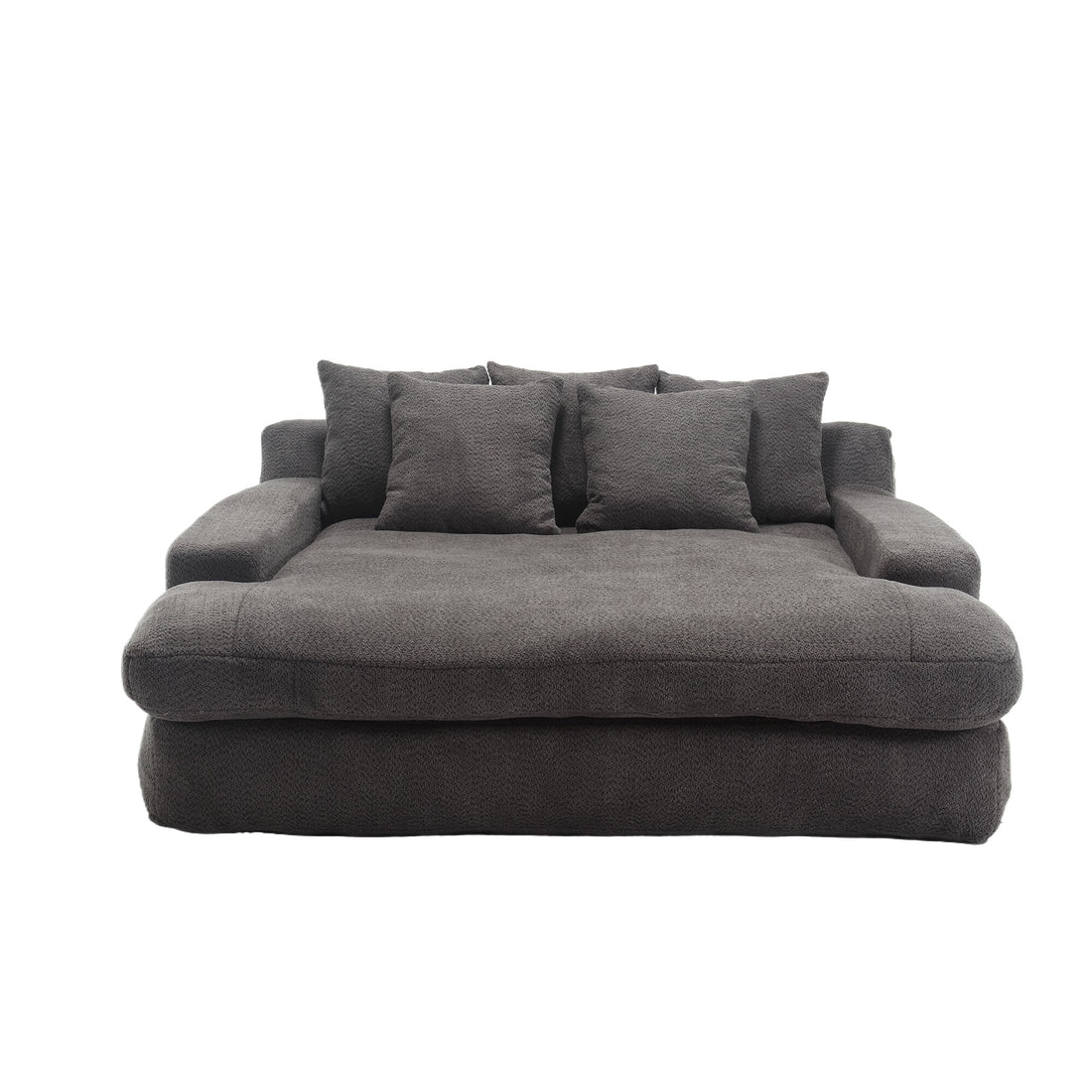 Coolmore Chenille 2 Seater Lazy Sofa With 5 Back Pillows,Comfy Sofa Deep Seat Couch For Living Room,Club Gray Gray Foam Chenille 2 Seat
