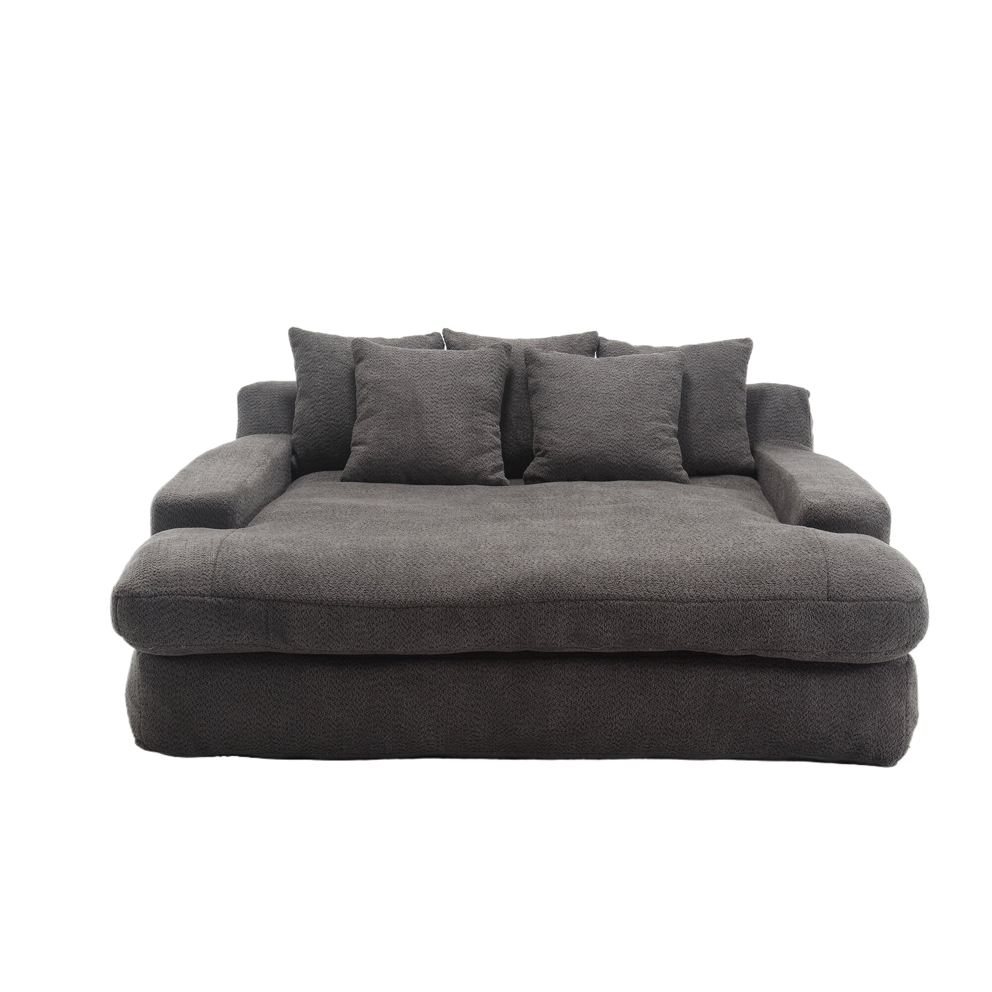 Coolmore Chenille 2 Seater Lazy Sofa With 5 Back Pillows,Comfy Sofa Deep Seat Couch For Living Room,Club Gray Gray Foam Chenille 2 Seat