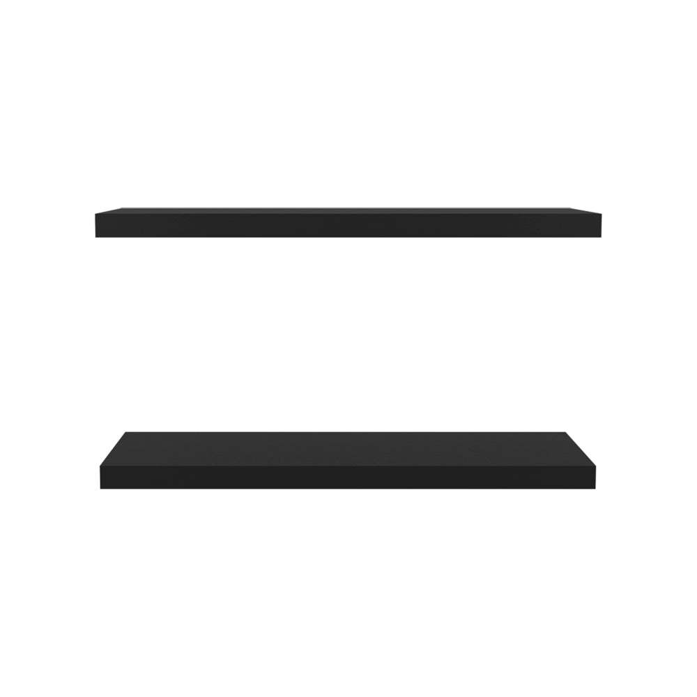 Floating Shelf Dallas, Living Room, Black Black Particle Board Engineered Wood