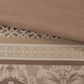 7 Piece Jacquard Comforter Set Brown Gold Queen Queen Brown Gold Polyester