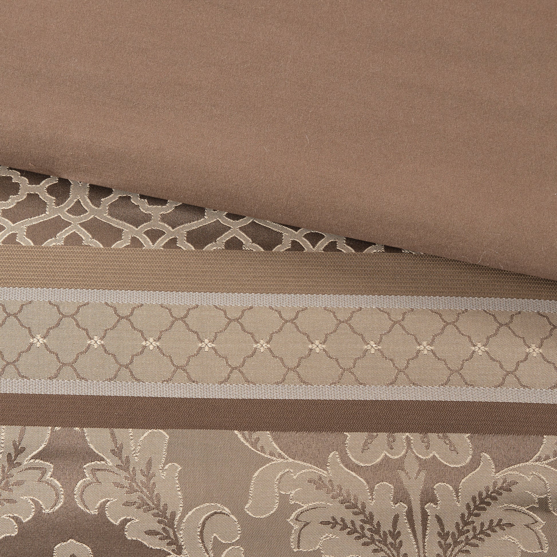 7 Piece Jacquard Comforter Set Brown Gold Queen Queen Brown Gold Polyester