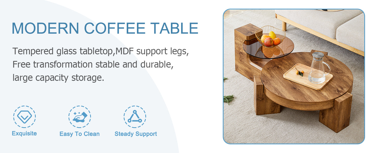 The Detachable Double Decker Coffee Table, The Stylish Design Is More Precious, And The Detachable Design Can Make The Use Of Space More Flexible And Suitable For Various Scenes. Wood Mdf